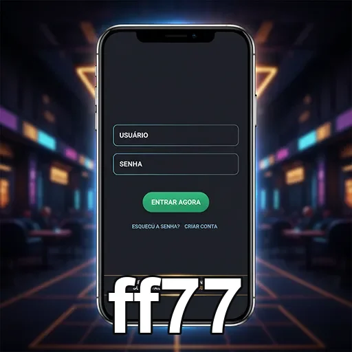 Tela de login do aplicativo ff77 para jogos de slots.