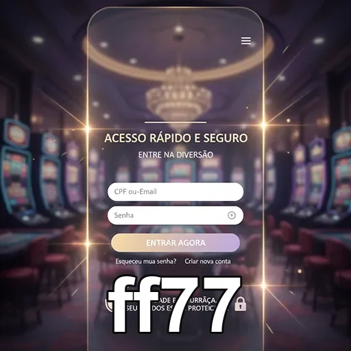 Tela de login do ff77 com opções de acesso seguro.