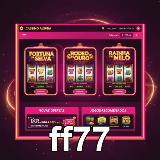Interface do cassino online ff77 com slots disponíveis.
