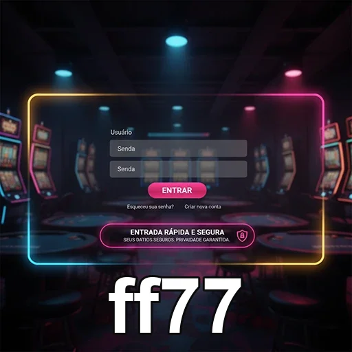 Tela de login da plataforma ff77 para acesso a jogos.