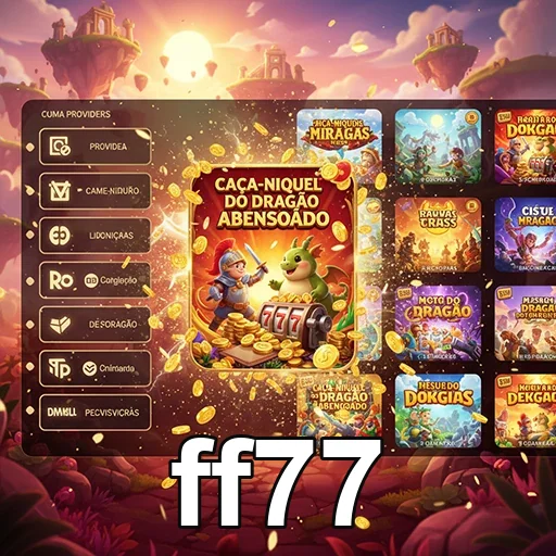 Tela de slots VIP no ff77 com Caça-Níquel do Dragão Abençoado.