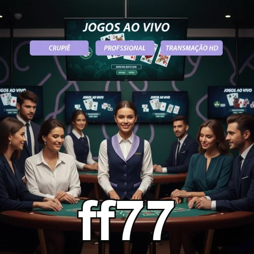 Jogadora e crupiê em mesa de cassino no aplicativo ff77.