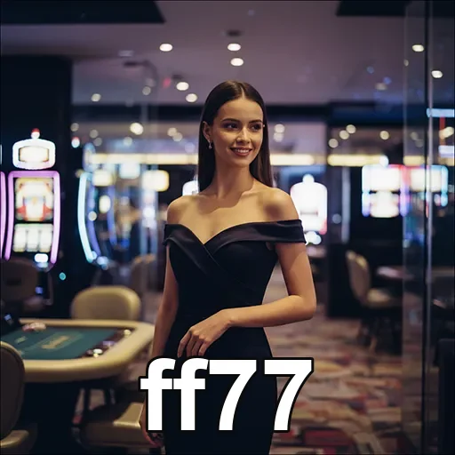Jogadora sorridente em ambiente de cassino do ff77.