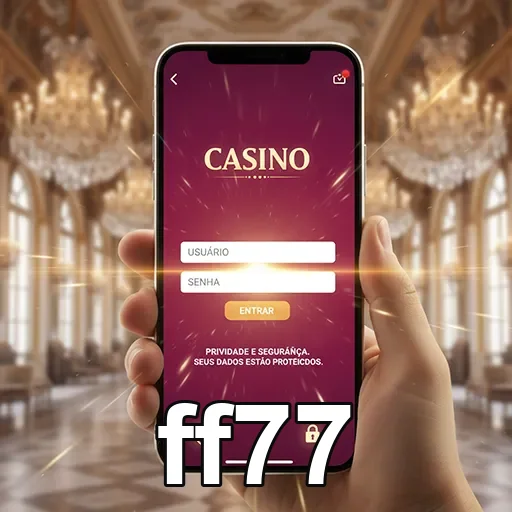 Tela de login do cassino mobile na ff77 com segurança.
