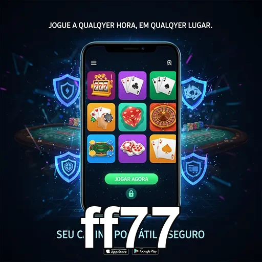 Teléfono mostrando jogos de cassino no site ff77.
