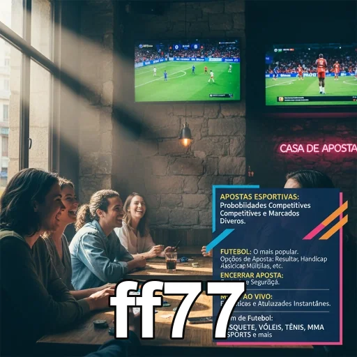 Ambiente de apostas em grupo na ff77 com telões mostrando jogos.