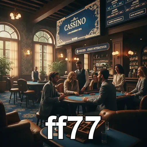 Ambiente elegante de cassino no site ff77 com jogadores VIP.