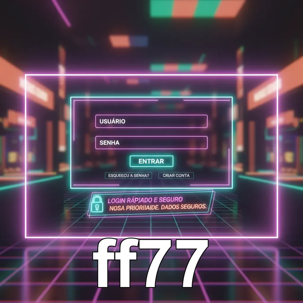 Tela de login do aplicativo ff77 com campos de usuário e senha.